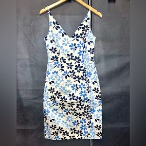 Helen Wang Floral Blue and Black Dress

Measures 40” from top
Width at waist 17”